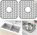 AWOKE Silicone Sink Protectors for Kitchen Sink, 12" x 11" Mat for bottom of sink, Center Drain Hole, Protect from Stains, Scratches, Dishwasher Safe Grid for Kitchen (2 Pack, Gray)