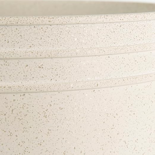 Allure Home Creation Marson Resin in Stone Finish with Natural Color Wooden Base Wastebasket 1.80 gallons