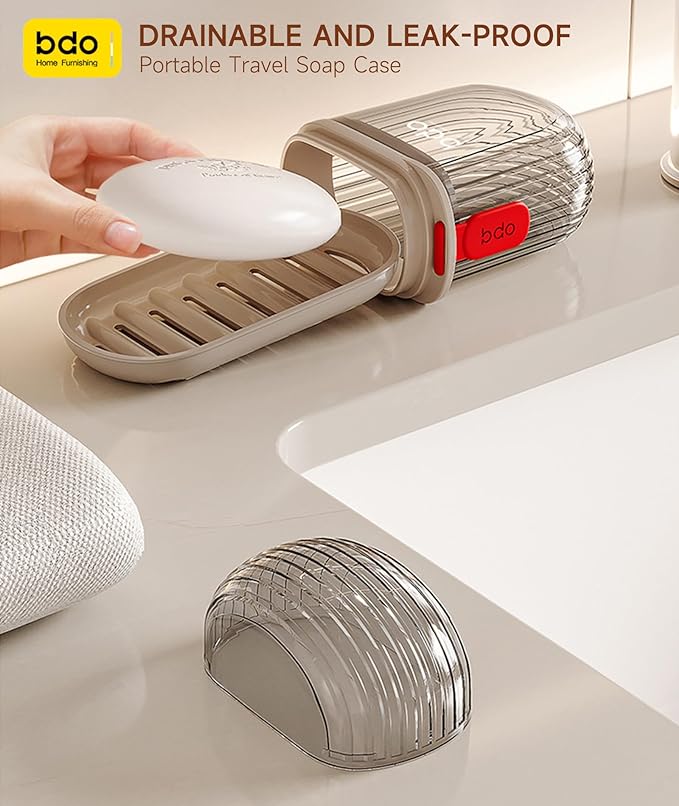 Travel Soap Case, Leakproof Soap Container with Lid, Portable Bar Soap Holder for Traveling, Soap Dish for Bathroom, Shower, Gym, School, Camping, Vacation, Outdoor-Transparently