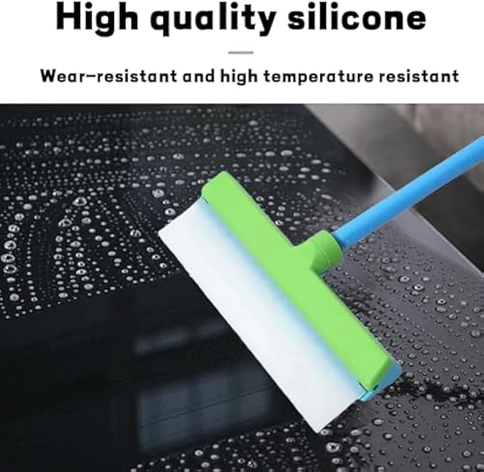 Window Squeegee, Recyclable Silicone Window Squeegee Kit, Ultra-Flexibles 3 in 1 Windows Cleaning Scraper, for Windows, Mirrors, Car (Green)
