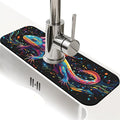 Faucet Draining Mat For Kitchen Sink, Colorful Axolotl Diatom Mud Absorbent Drain Pad For Bathroom Kitchen Sink Splash Guard Drying Mat