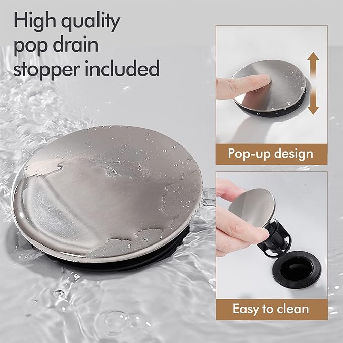 FRANSITON Black Waterfall Bathroom Faucet Lavatory Single Handle 1 or 3 Hole Bathroom Sink Faucet Washbasin Faucet with Deck and Pop-up Drain (Chrome, Short)