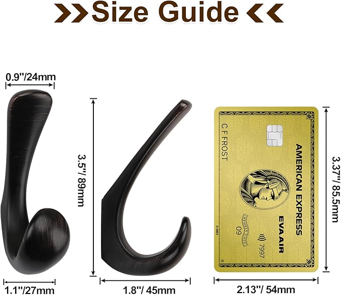 1 Pack Towel Hooks for Bathrooms Wall Mounted, Oil Rubbed Bronze Bathroom Hooks for Towels, Robe & Towel Hook for Wall, Modern Bath Towel Hook