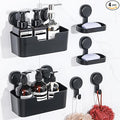 Shower Caddy, Bathroom Organizers and Storage, 6 Pack Adhesive Organizers and Storage with No Drilling Hanging Shower Shelf, Removable Plastic Bathroom Accessories, Black