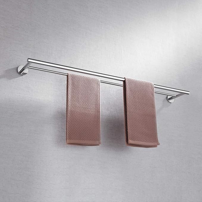 Miyili Double Towel Bar 36-Inch Stainless Steel Bathroom Towel Rack Holder Wall Mount Polished Finish, A01C90B