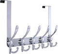 Dseap Over Door Hook 2.0 - Upgraded Version - Simple-Assembly, Strong, Heavy-Duty Stainless Steel 5-Tri-Hook Over The Door Hanger Rack, SimpleStrong Series, Chromed