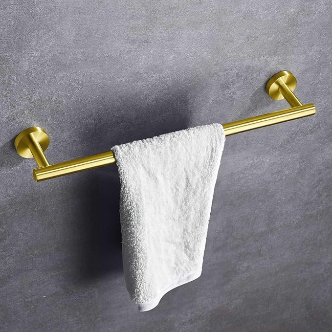 Modket 24 Inches Brushed Gold Towel Bar Bathroom Hardware 304 Stainless Steel Wall Mounted Kitchen Towel Holder Cloths Hanger