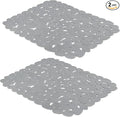 Yolife Pebble Sink Mats for Stainless Steel &Porcelain Sink, PVC Sink Saddle Protectors Kitchen Sink Mat, Dishes and Glassware (Solid Grey)