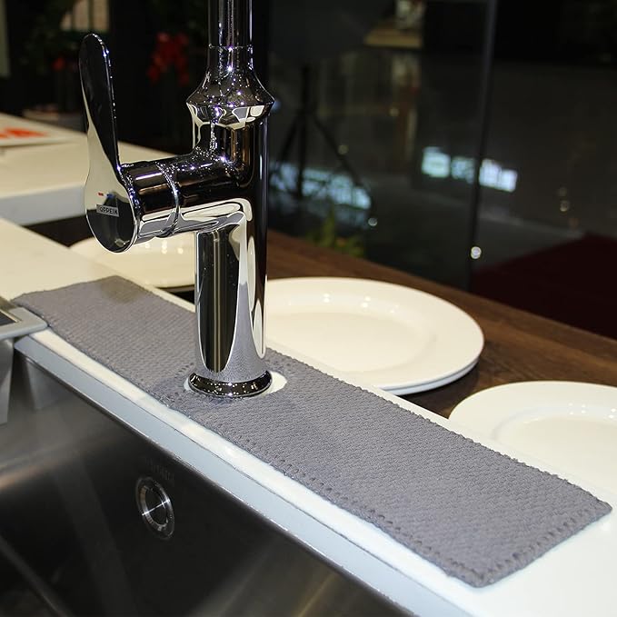 18'' Kitchen Faucet Absorbent Mat, Sink Splash Guard, Microfiber Faucet Handle Drip Catcher, Kitchenguard Tray, Water Drying Pads, Counter Protector for Kitchen, Bathroom, and RV