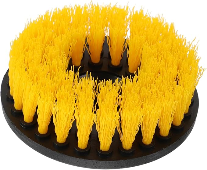 Drill Brush Attachment Set 5-inch Hollow Yellow Electric Cleaning Brush Heads Replacement for Floor Kitchen Bathroom Scrubbing Household Tool
