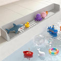 Longer Bath Tub Splash Guard for Kids,Silicone Bath Toy Holder for Bathtub,Bath Tub Play Shelf,Prevent Water Spills in Bathroom,Fun-Filled Bath Time for Toddlers(Grey) Including Free Bonuses