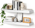 Floating Wall Shelves 24 x 6.8 x 1.7 Inch – Solid Wood Rustic Shelves in White Finish – Wall Mounted Display Shelf for Bathroom, Kitchen, Bedroom – Set of 2