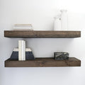 Urbandi Modern Floating Shelves 3 Inches Thick for Wall, Wide Shelves for Kitchen, Living Room, Bedroom, and Bathroom, Natural Pine Wood, Rustic Wooden Shelf, (Set of 2) (Jacobean, 60Lx3Hx6D)