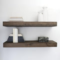 Urbandi Modern Floating Shelves 3 Inches Thick for Wall, Wide Shelves for Kitchen, Living Room, Bedroom, and Bathroom, Natural Pine Wood, Rustic Wooden Shelf, (Set of 2) (Jacobean, 48Lx3Hx8D)