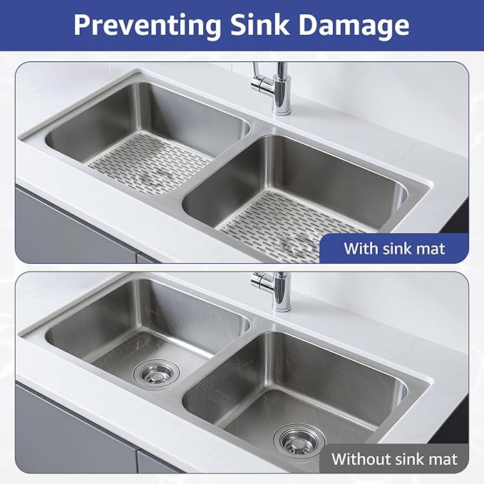 Yolife 2 Pack Kitchen Sink Mats,15.8inch x 12inch PVC Sink Protector Mat for Stainless Steel, Sink Drainer Mat Dish Drying Mat Protector Prevents Scratches,Dishes and Glassware