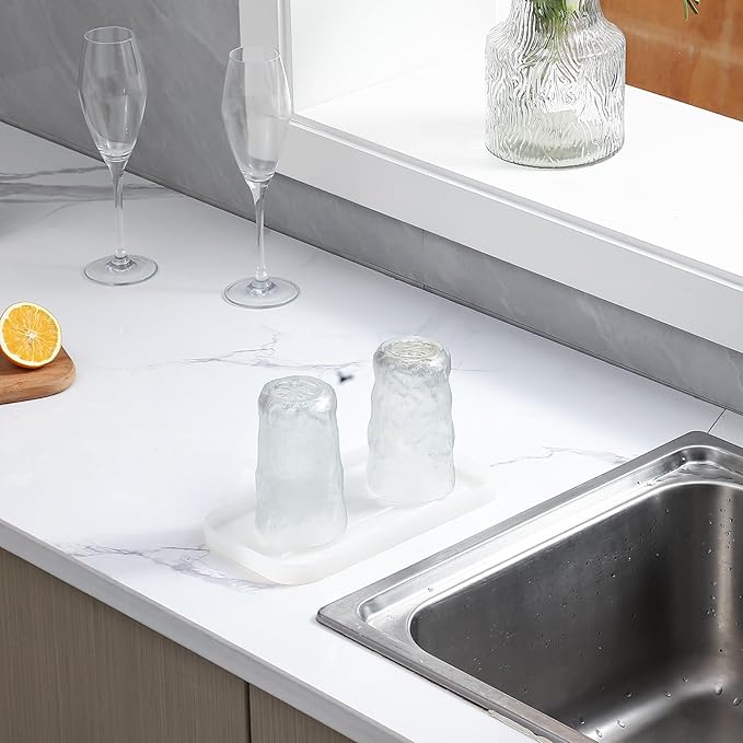 Silicone Kitchen Sink Organizer Tray for Multiple Usage,Easy Clean Sponges Holder for Kitchen Bathroom Counter or Sink,Dish Soap Dispenser,Scrubber,Bottle,Cup Translucent 10”x 5.3”