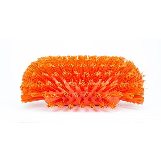 SPARTA Tank and Kettle Scrub Brush Heavy-Duty Tile Brush, Color-Coded and Handle Compatible (Sold Separately) for Optimal Access In Spacious Containers, Plastic, 5.5 X 9.5 Inches, Orange, (Pack of 2)