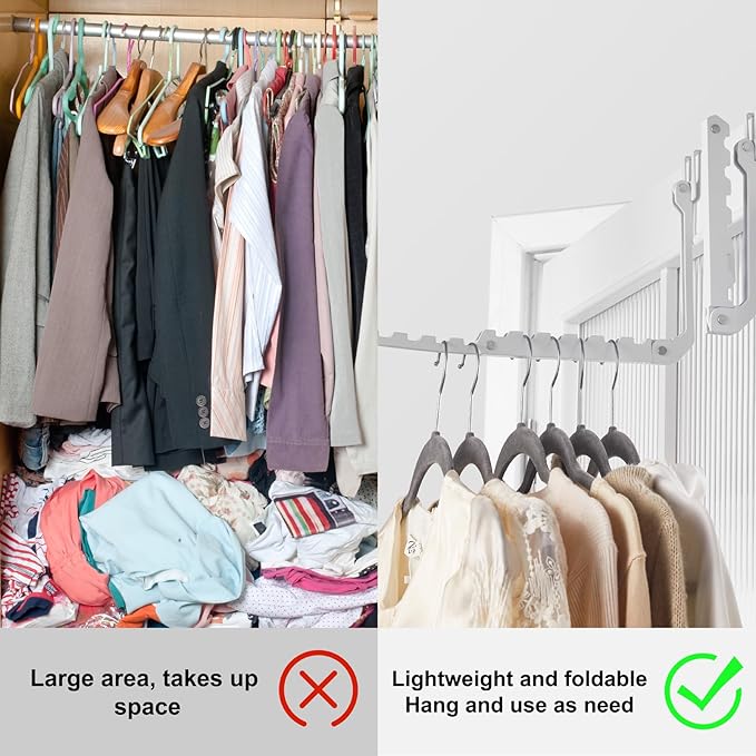 Over The Door Hooks Hangers, 1 Pack Extend Foldable Over The Door Drying Rack for Laundry, Overdoor Hanger Hook with 6 Groves + 5 Ertra Groves for Towel, Coat, White