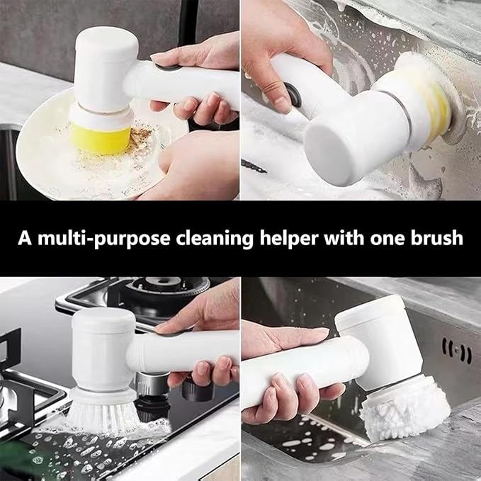Electric Spin Scrubber, Electric Cleaning Brush with 360° Rotatable Brush Head, USB Rechargeable, Cordless Spin 5 Replaceable Brush Heads for Kitchen Bathroom