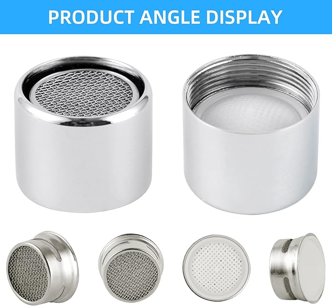 iFealClear 4 PCS Faucet Aerator, Kitchen Sink Faucet Aerator Adapter with Solid Brass Shell, 55/64 inch Female Thread Water Conserve Filter with Gasket for Kitchen and Bathroom, Chrome