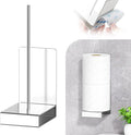 Toilet Paper Storage Wall Mount, Stainless Steel Toilet Paper Holder Stand for 2 Rolls, Extra Tp Roll Organizer Holder for Bathroom, Silver, Cup Lid Organizer