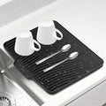 Silicone Dish Drying Mat for Kitchen Counter, 19.7" x 17" Dish Drying Pad, Non-Slip Drain Pad with Built-in Drain, Heat Resistant Stone Drying Mat, Black