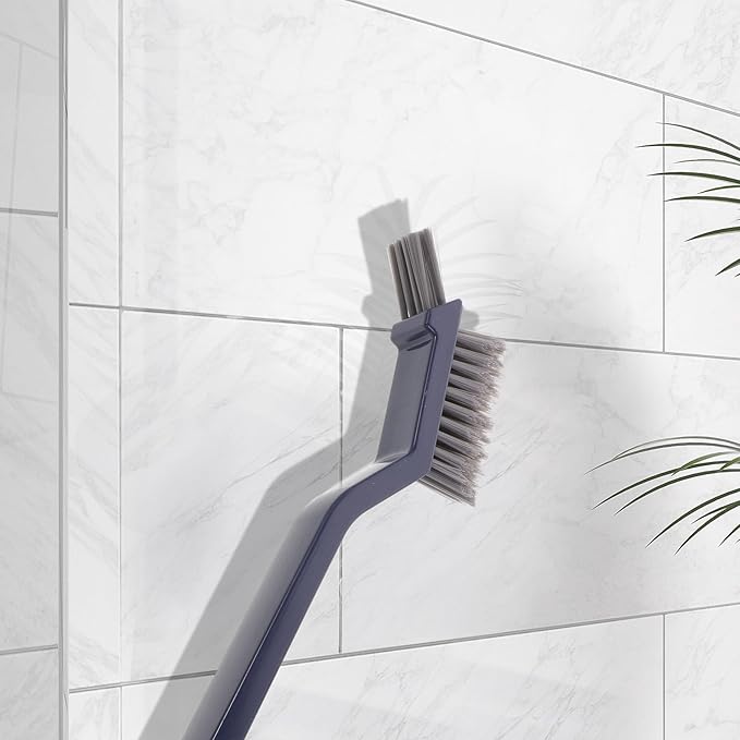 6pcs Bathroom Crevice Cleaning Brush and Floor Scrub Brush Set with Stiff Bristles for Tile Grout and Shower Cleaning Blue and White Household Tool for Bathroom and Kitchen