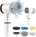 Decdeal Electric Cleaning Brush Set, Cordless Electric Spin Scrubber Waterproof 3 Speeds Digital Display Handheld Scrubber with 5 Brush Heads Ideal