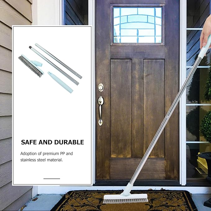 TIDTALEO Rotatable Long Handle Floor Scrub Brush with Stiff Bristles Tile Grout Crevice Brush for Bathroom and Kitchen Cleaning