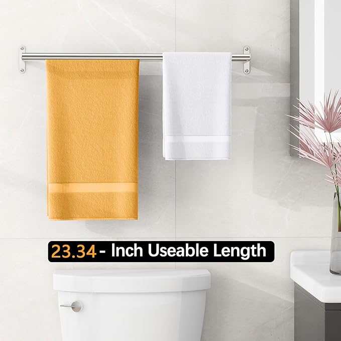 Double Towel Bar, MKO 24Inch Towel Racks for Bathroom, Stainless Steel Towel Rods for Bathroom Wall, Brushed Nickel