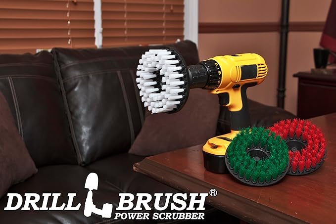 Cleaning Supplies - Drill Brush - 5 Inch Large Spin Brush Kit - Stiff, Medium, and Soft Power Scrubbers - Kitchen Accessories - Clean Stove, Oven Rack, Sink, Baseboard - Algae, Mold, Mildew, and Moss