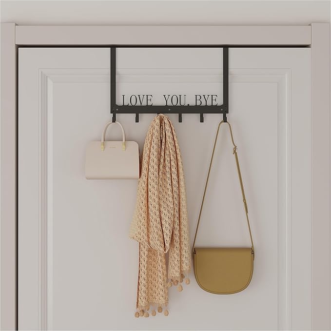 Over The Door Hooks for Hanging, Love You, Bye, Over The Door Hanger, Over The Door Towel Rack for Bathroom Bathroom Towel Holder Towels Hanger (Gold, 1 Pack)