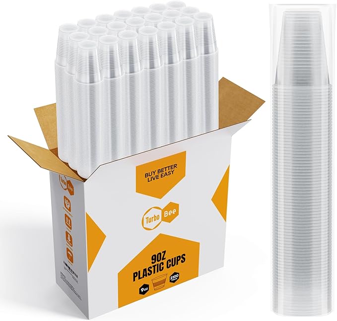 Turbo Bee 2100Pack 9oz Disposable Plastic Cups Bulk, Party Drinking Cups,Plastic Party Cups, Disposable Cups for Wedding,Thanksgiving and Any Parties