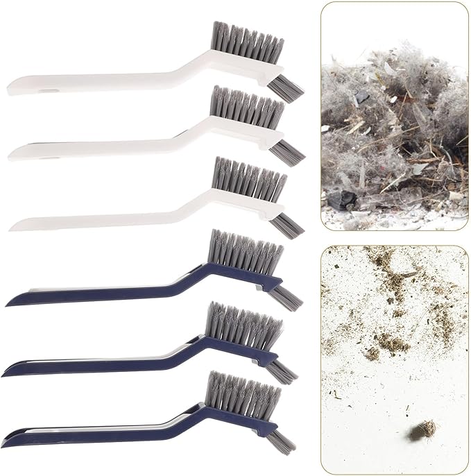 6pcs Bathroom Crevice Cleaning Brush and Floor Scrub Brush Set with Stiff Bristles for Tile Grout and Shower Cleaning Blue and White Household Tool for Bathroom and Kitchen