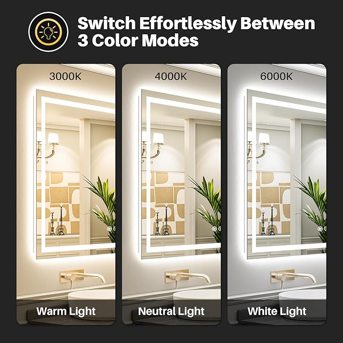 72"x40" LED Bathroom Mirror with Lights, Backlit & Front Lit, Anti-Fog Lighted Bathroom Vanity Mirror for Wall, Memory Function, Dimmable, HD Tempered Glass, Shatter-Proof
