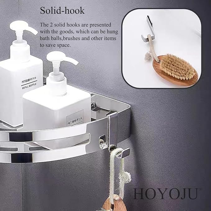 Stainless Steel Bathroom Caddy Storage Organizer Wall Mounted Kitchen Corner Shelf