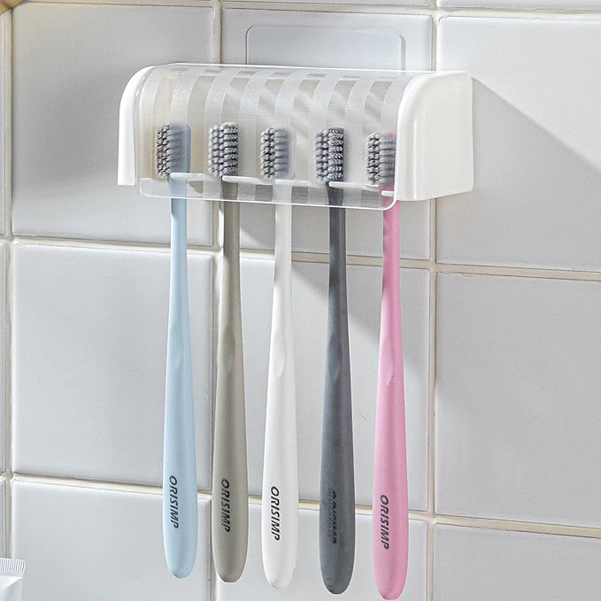 Toothbrush Holders for Bathrooms,Kids Toothbrush Holders with Cover,5 Slots Electric Tooth Brush Holder Wall Mounted Toothbrush Organizer,Shower Restroom Bathroom Accessories (White)
