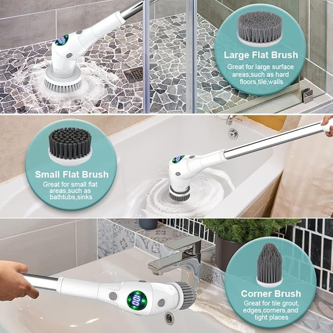 Electric Cleaning Brush 8 in 1 Multifunctional Household Wireless Rotatable Cleaning Brush for Bathroom Kitchen Windows Toilet