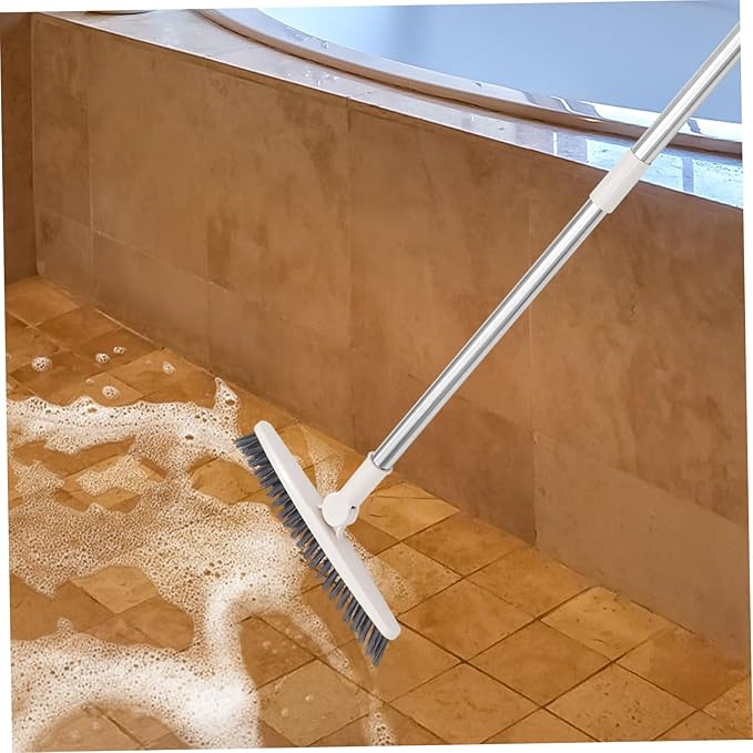 Beaupretty Rotatable Floor Scrub Brush with Long Handle for Deep Cleaning Gaps Window Grooves Shower Doors Tile Grout Corners Lightweight Multipurpose Crevice Cleaner for Bathroom Kitchen