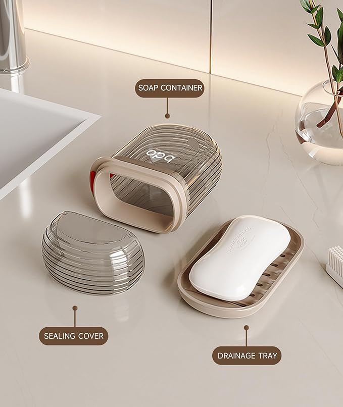 Travel Soap Case, Leakproof Soap Container with Lid, Portable Bar Soap Holder for Traveling, Soap Dish for Bathroom, Shower, Gym, School, Camping, Vacation, Outdoor-Transparently