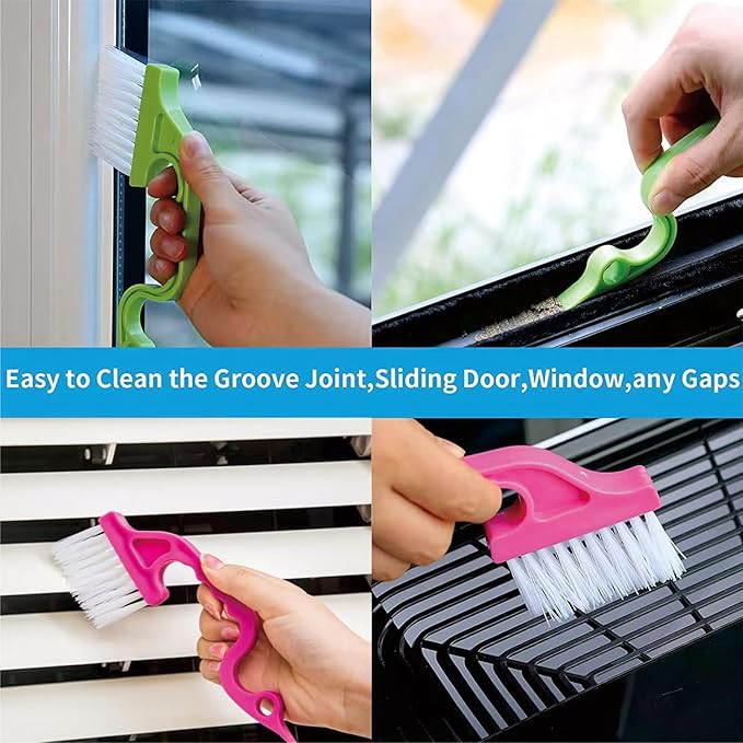Window Groove Cleaning Brush, Window or Sliding Door Track Cleaner for Sliding Door, Sill, Tile Lines, Shutter, Car Vents, Keyboard (14 Pcs Cleaning Tool)