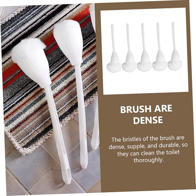5pcs Soft Toilet Brush Nylon Scrub Brush Electric Mop Black Plunger Nylon Fiber and Holder