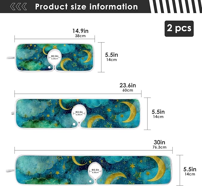 Sink Faucet Absorbing Mat Kitchen Sink Splash Guard Splash Faucet Drip Catcher for Bar RV Bathroom 2PCS 14.9x5.5in Watercolor Moon Star Green