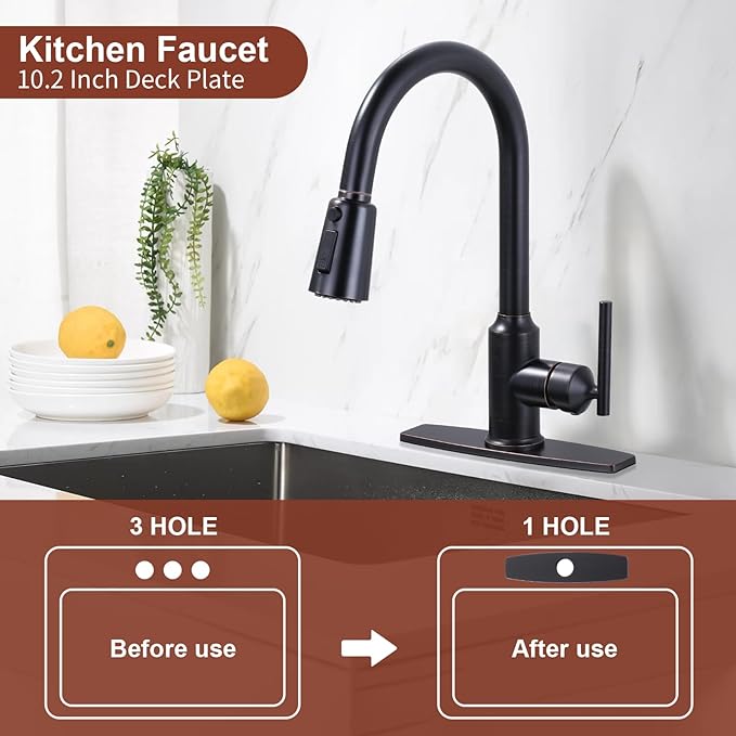 ARCORA 10.2 Inch Faucet Plate, Kitchen or Bathroom Faucet Deck Plate for 1 or 3 Hole, Stainless Steel Sink Hole Cover Escutcheon, Oil Rubbed Bronze