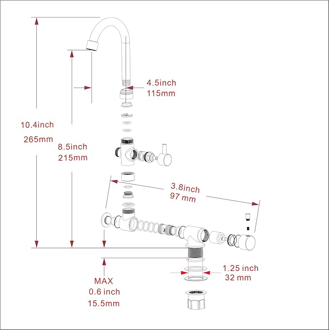 Bropury Foldable Kitchen Faucet,360 Degree Rotation Bathroom Sink Water Taps,Cold and hot Water Faucet with handshower,Faucet for RV Caravan Camper Marine Boat Camping Yacht Bar(Chrome)