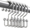 Titanker Shower Curtain Hooks Rings, Rust-Resistant Metal Double Glide Shower Hooks for Bathroom Shower Rods Curtains, Set of 12 Hooks - Chrome