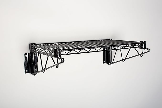 Omega 18" Deep x 72" Wide x 7" High Fixed Black Wall Mount Shelving Kit
