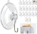 Hangerspace Suction Cup Hooks, 1.77 Inches Clear PVC Window Suction Cups with Hooks Removable Small Suction Cups for Shower Bathroom Kitchen Wall Window Glass Door 20 Pack