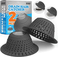 zaa Bathtub Drain Hair Catcher, Premium Silicone Collapsible 2 Pack Drain Protector for Pop-Up & Regular Drains of Shower, Bathtub, Tub, Bathroom, Sink, Black Black