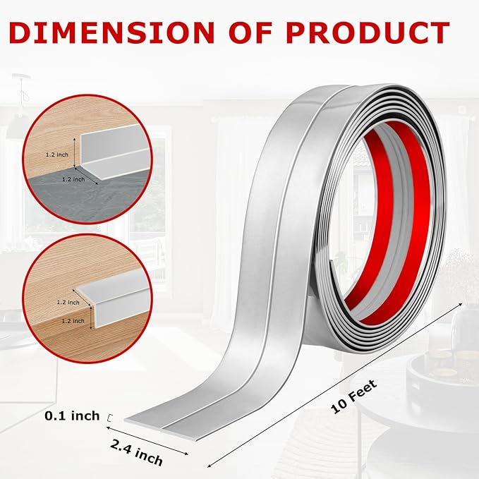 Flexible Wall Corner Protector Moulding Trim Peel and Stick Wall Corner Guards Edge Protector Self Adhesive Wall Molding Trim Strip for Wall Edge Corner Ceiling (Silver, 2.4 in x 10 Ft)